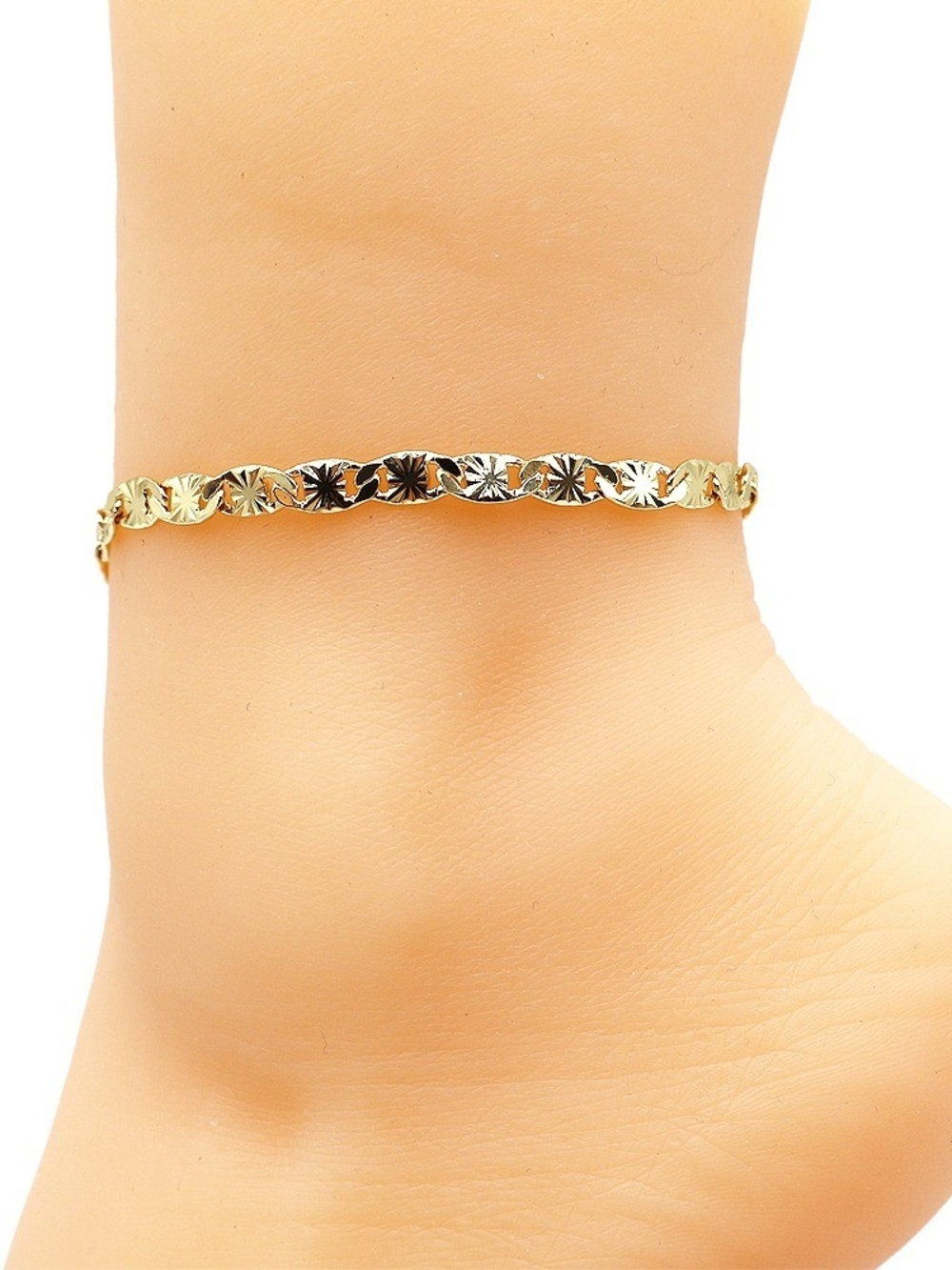 Delicate Gold Floral Link Anklet - Women’s Bracelet